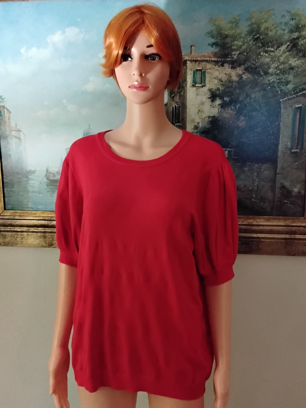 Joseph A Red Puff Sleeve Sweater Size XL - NWOT